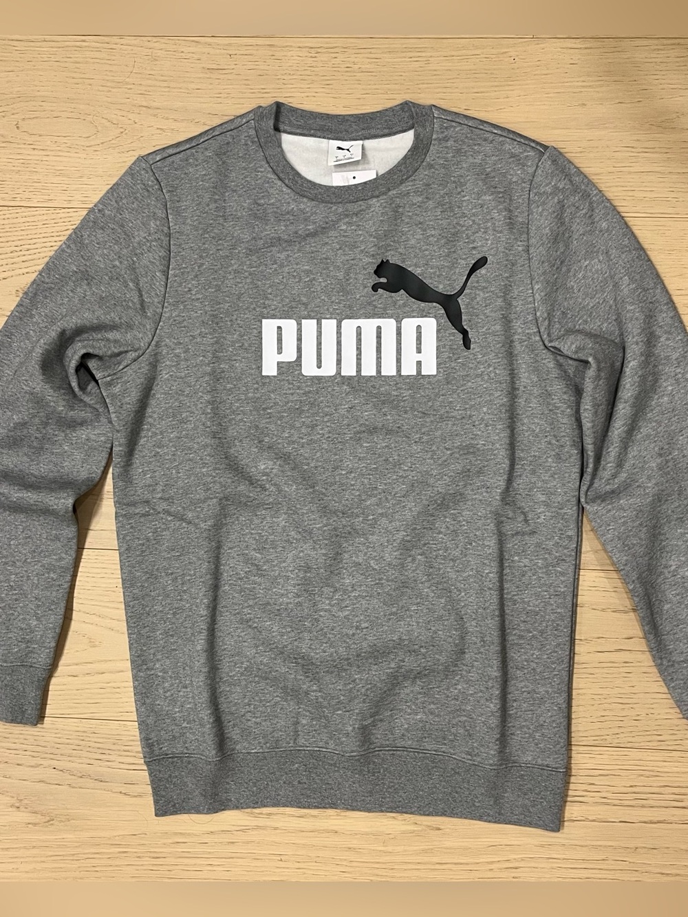 Puma Grey Crewneck Sweatshirt with White Logo Size S